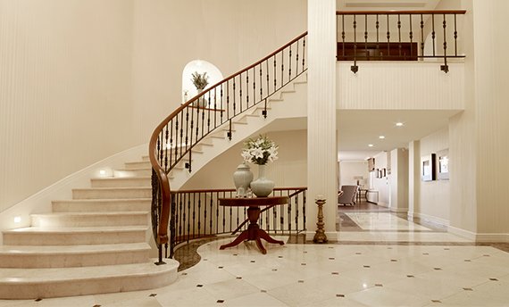 Beautiful polished marble foyer and stairs=